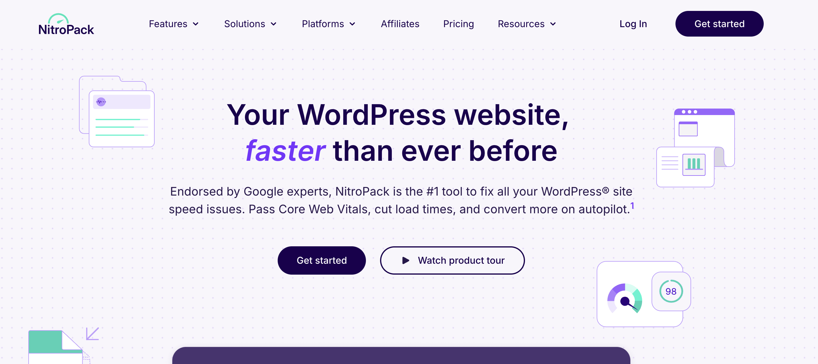 NitroPack homepage showing cloud-based website performance optimization
