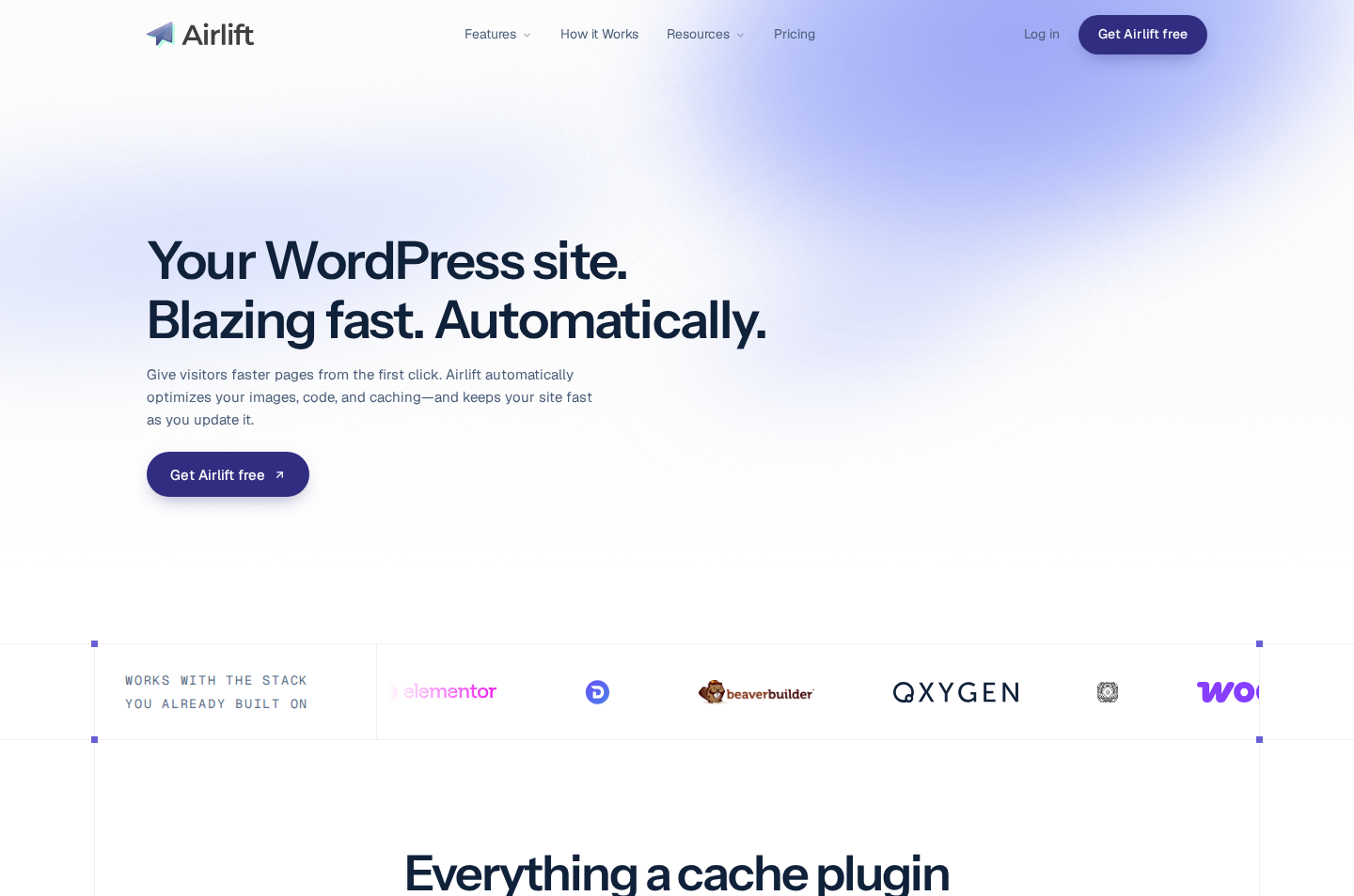 AirLift homepage showing broader performance controls