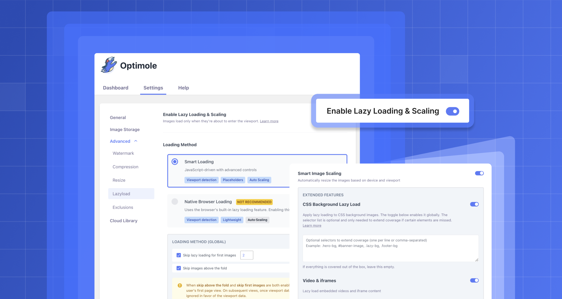 Optimole lazy-loading settings