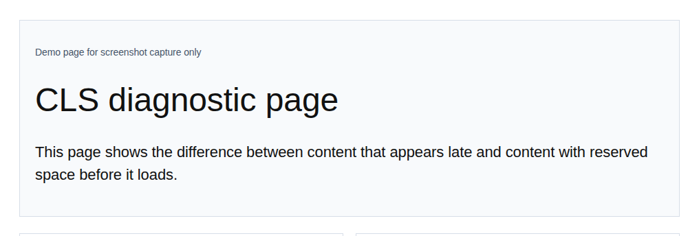WordPress CLS diagnostic page used to identify layout shifts