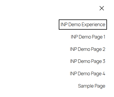 Mobile WordPress navigation area used for INP testing