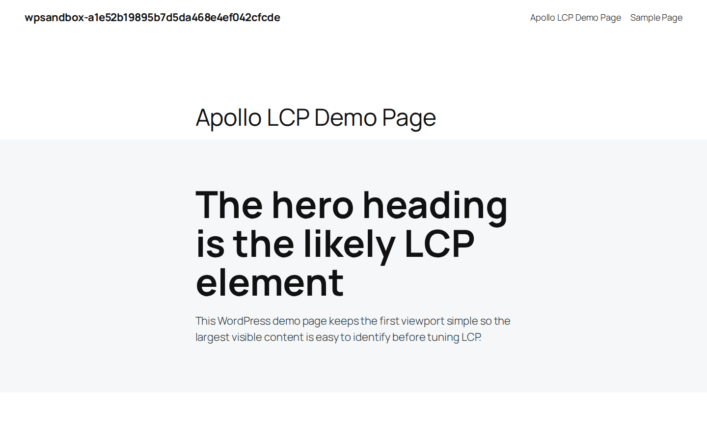 WordPress page first viewport with a likely LCP hero element