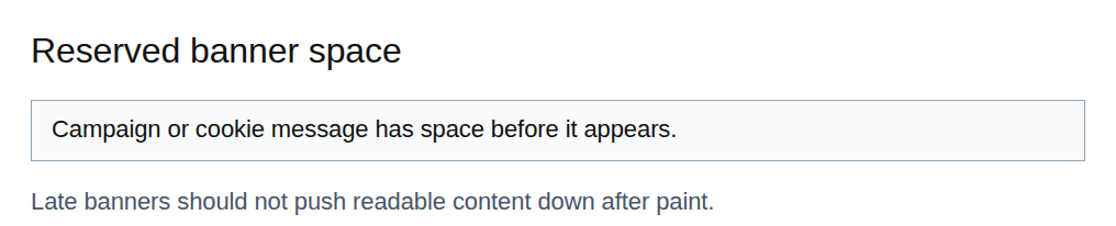 Reserved banner area above WordPress page content
