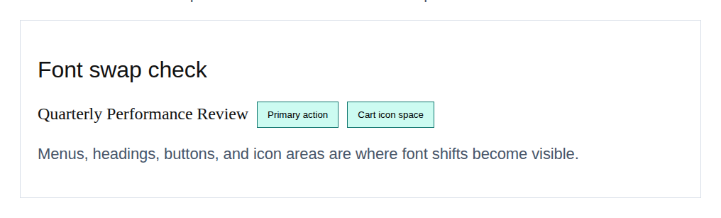 Font and icon layout areas to check for CLS