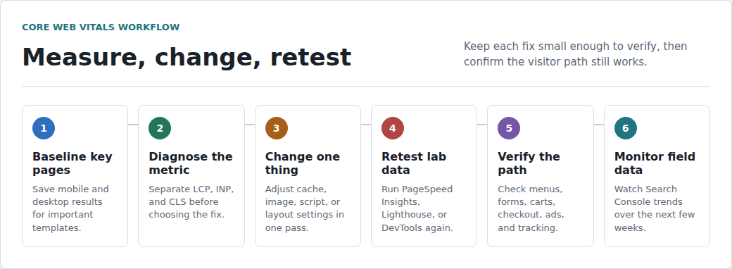 Safe Core Web Vitals improvement workflow