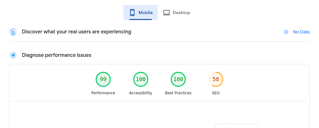 PageSpeed Insights mobile and desktop tabs for comparing speed reports