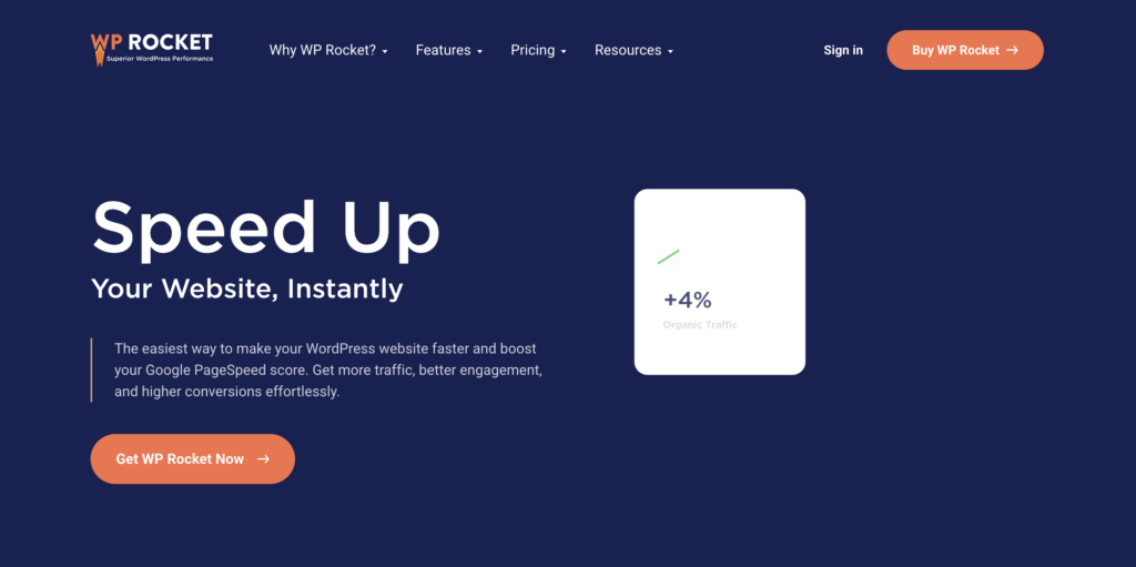 WP rocket homepage