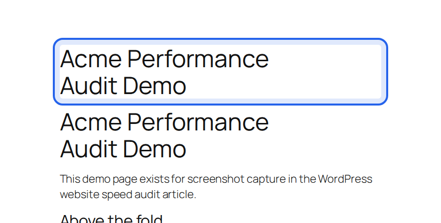 Highlighted first-screen element to check for LCP diagnosis