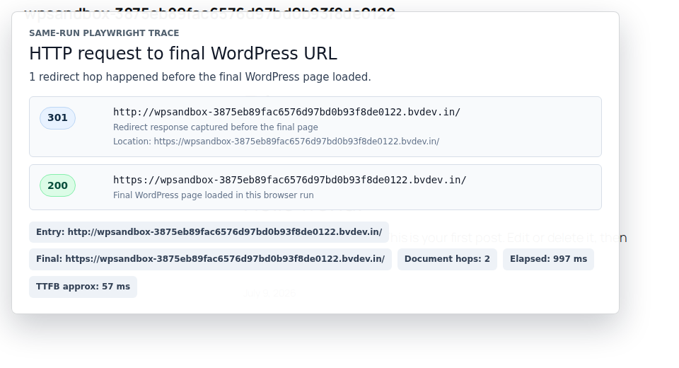 Redirect chain trace before the final WordPress URL loads