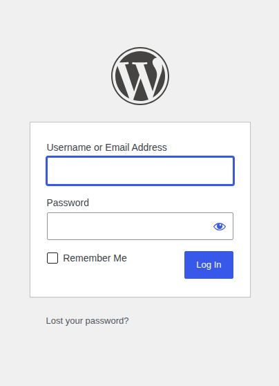 WordPress login page showing admin requests as a separate test category
