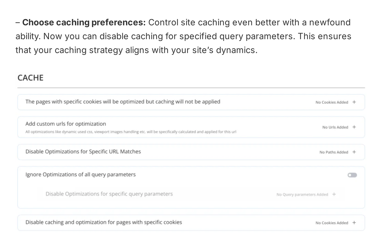 Cache management controls for clearing or refreshing cached content