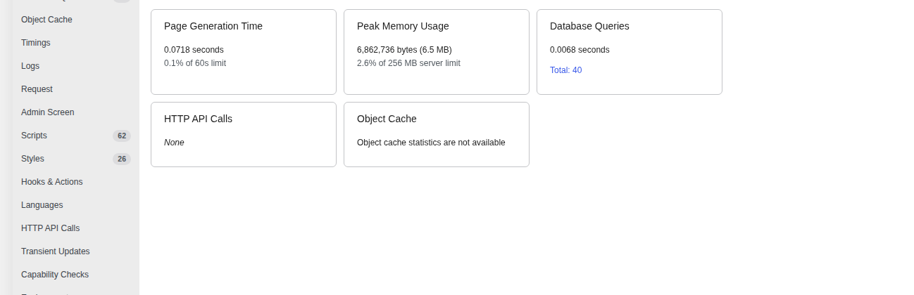 Query Monitor database summary for dynamic WordPress admin work