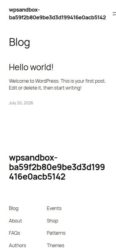 Logged-out mobile visitor view used for final WordPress performance checks