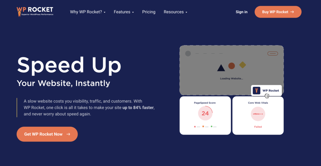 WP Rocket homepage