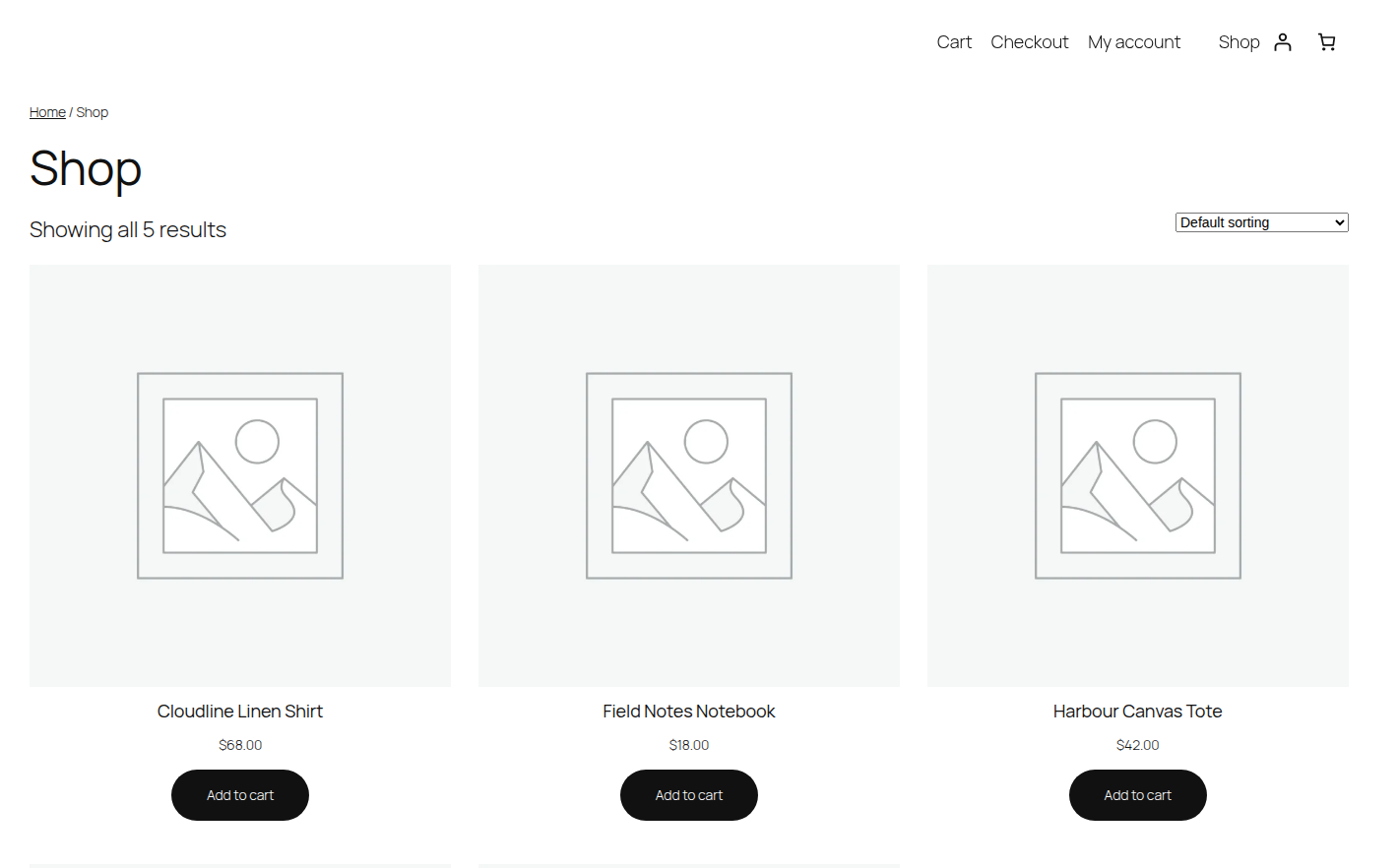Public WooCommerce catalogue page suitable for cache-boundary review