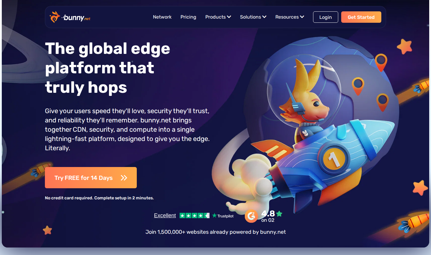 Bunny.net edge delivery platform homepage