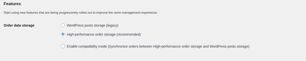 WooCommerce HPOS setting and compatibility context